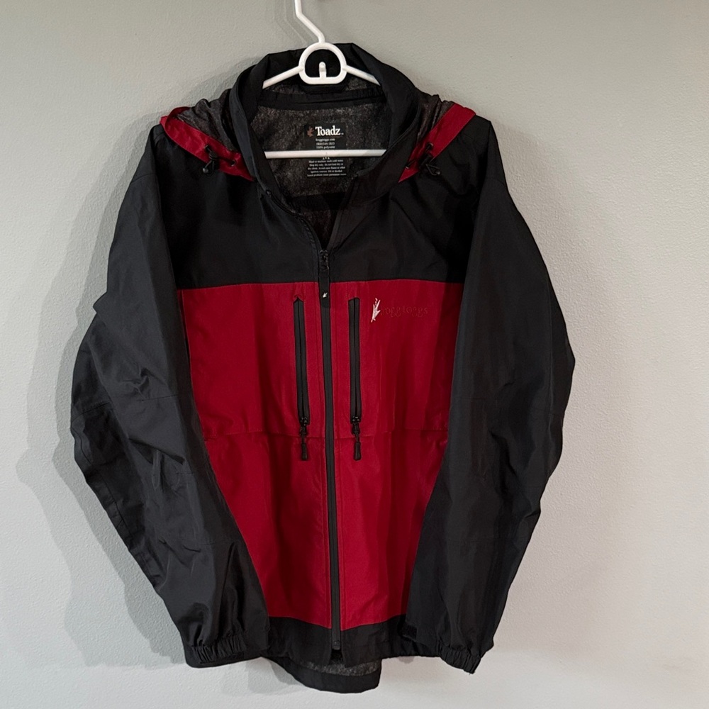 Toadz Men’s Black and Red Hooded Rain Jacket